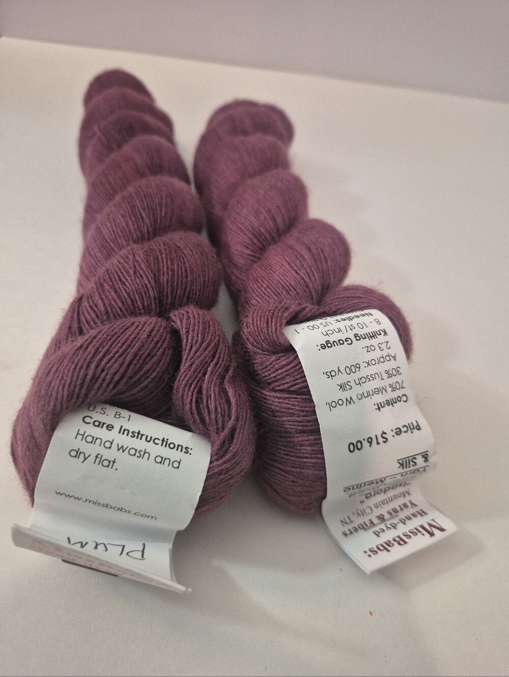 Miss Babs Yarn Merino Wool And Silk Blend Skeins Plum